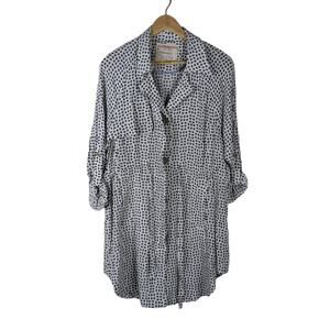 Cartonnier Anthropologie Polka Dot Shirt Dress XS Blue White Button Front Boho